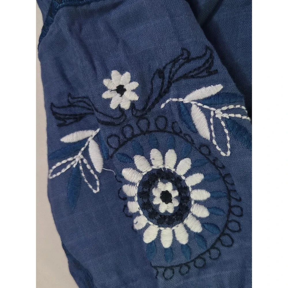 Artisan NY Girls Blue Embroidered Floral Sleeve Dress Size 5‎ Boho Casual